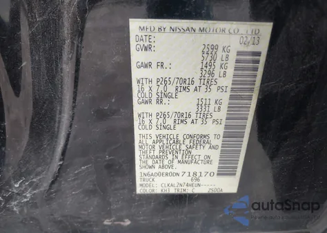 2013 Nissan Frontier Sv z USA, uszkodzony, nr VIN 1N6AD0ER0DN718170